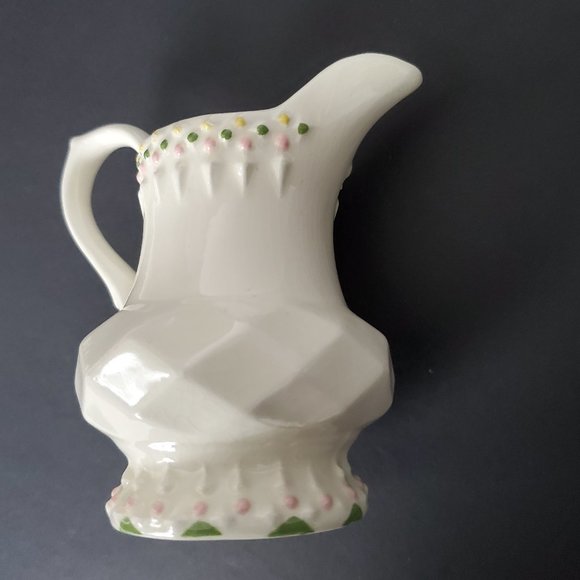 1968 Porcelain Pottery Creamer / Milk Server Diamond Cut Design Hobnail Accent - Picture 1 of 7